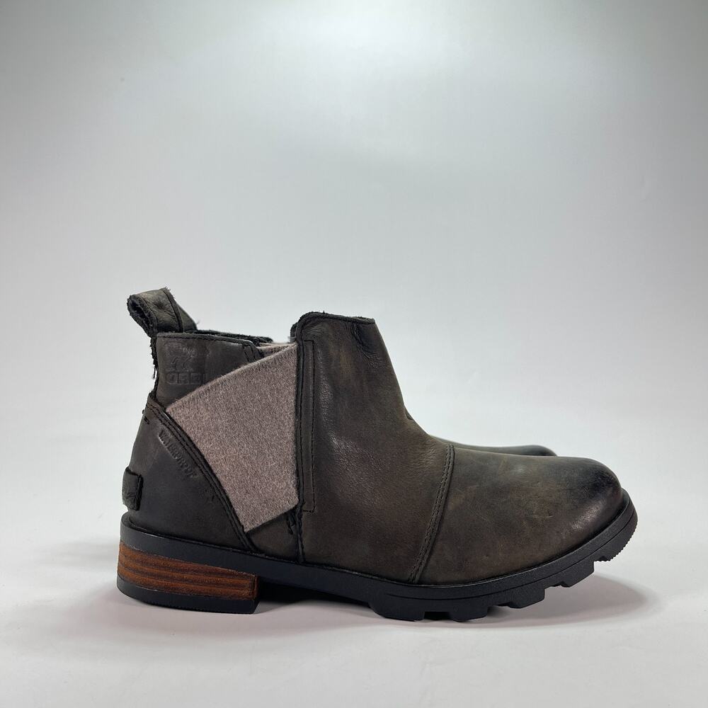 Sorel Emelie Chelsea Black Waterproof Leather Ankle Boots NL3718-010 Womens Sz 5